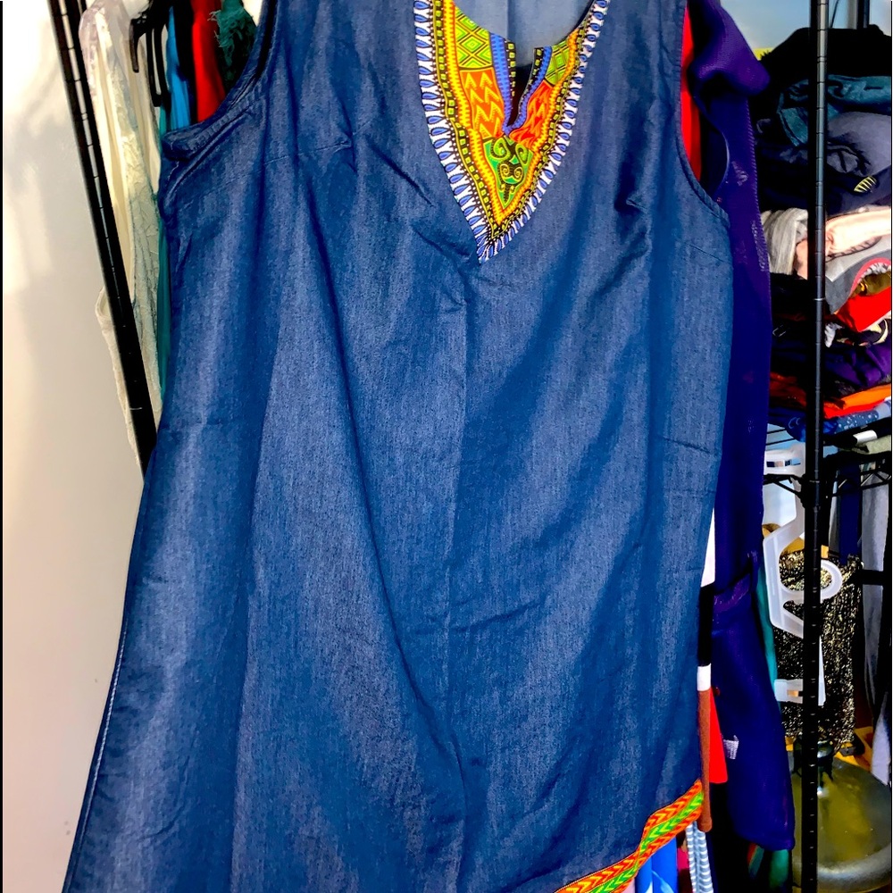 Lapoge ethnic denim dress/tunic 3X